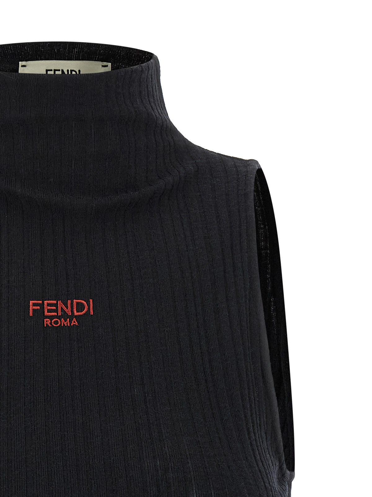 Fendi Black Polyester Sleeveles T-Shirt