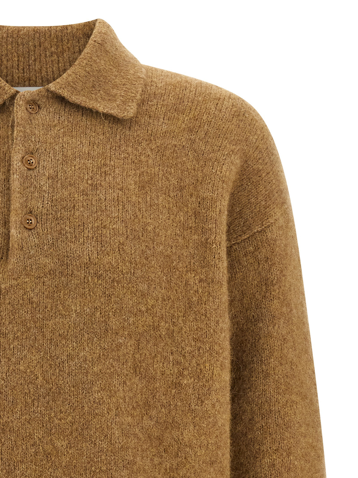 Ami Paris Beige Alpaca Leather Polo Shirt