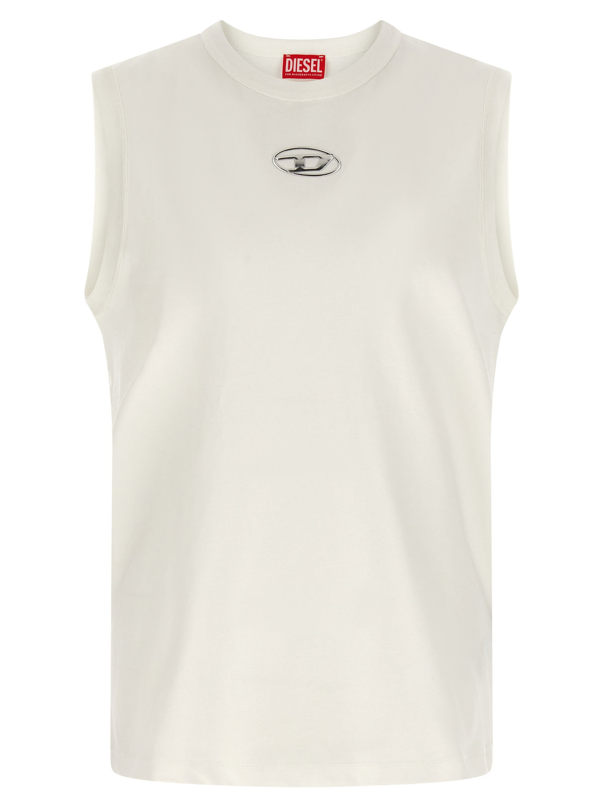 Diesel White Cotton Sleeveles T-Shirt