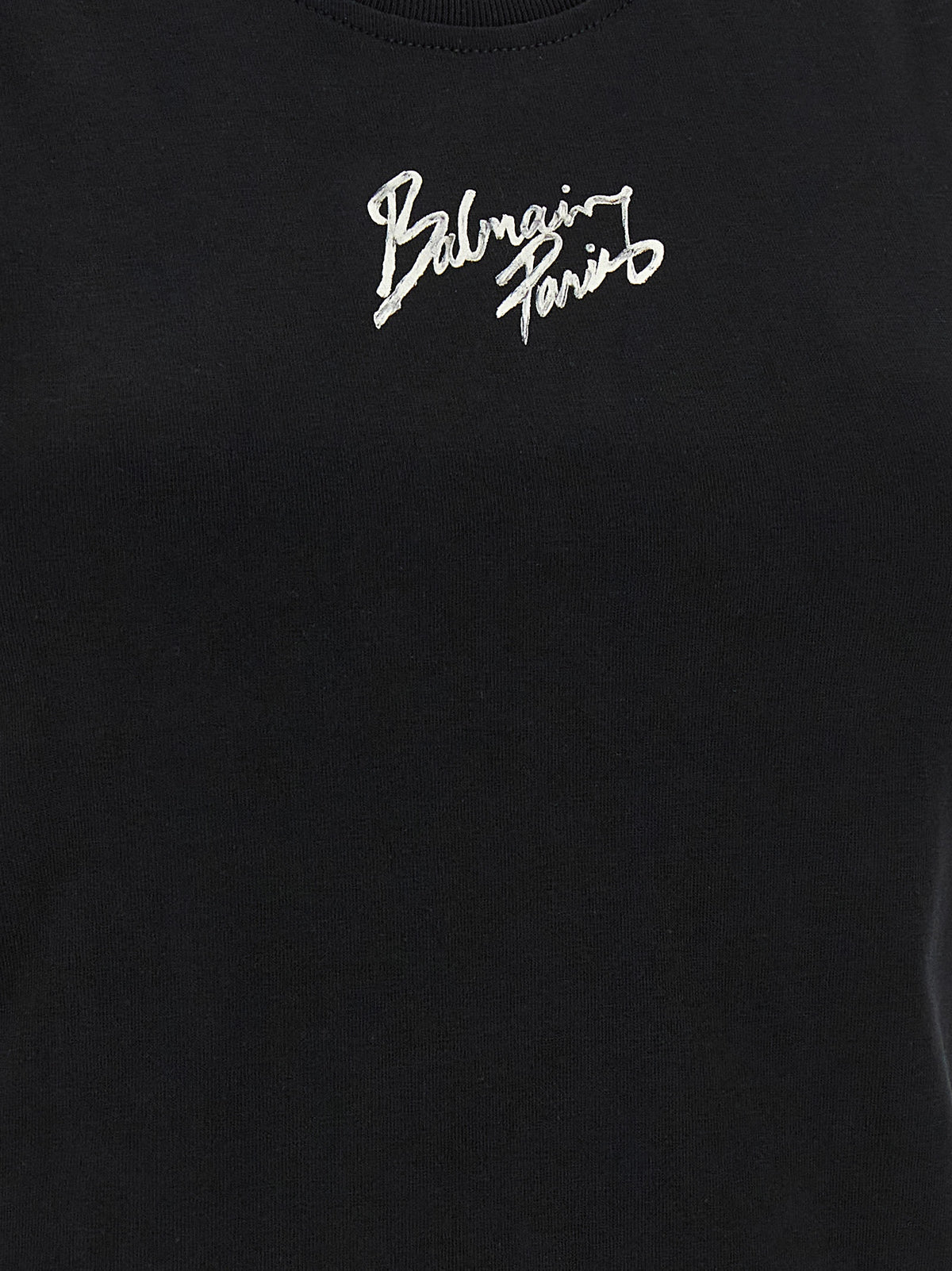 Balmain Black Cotton Sleeveles T-Shirt