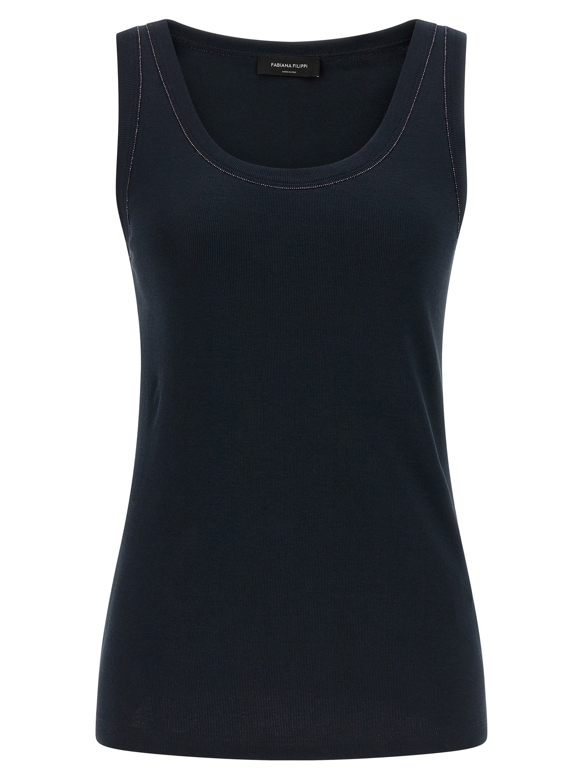 Fabiana Filippi Blue Cotton Sleeveles T-Shirt
