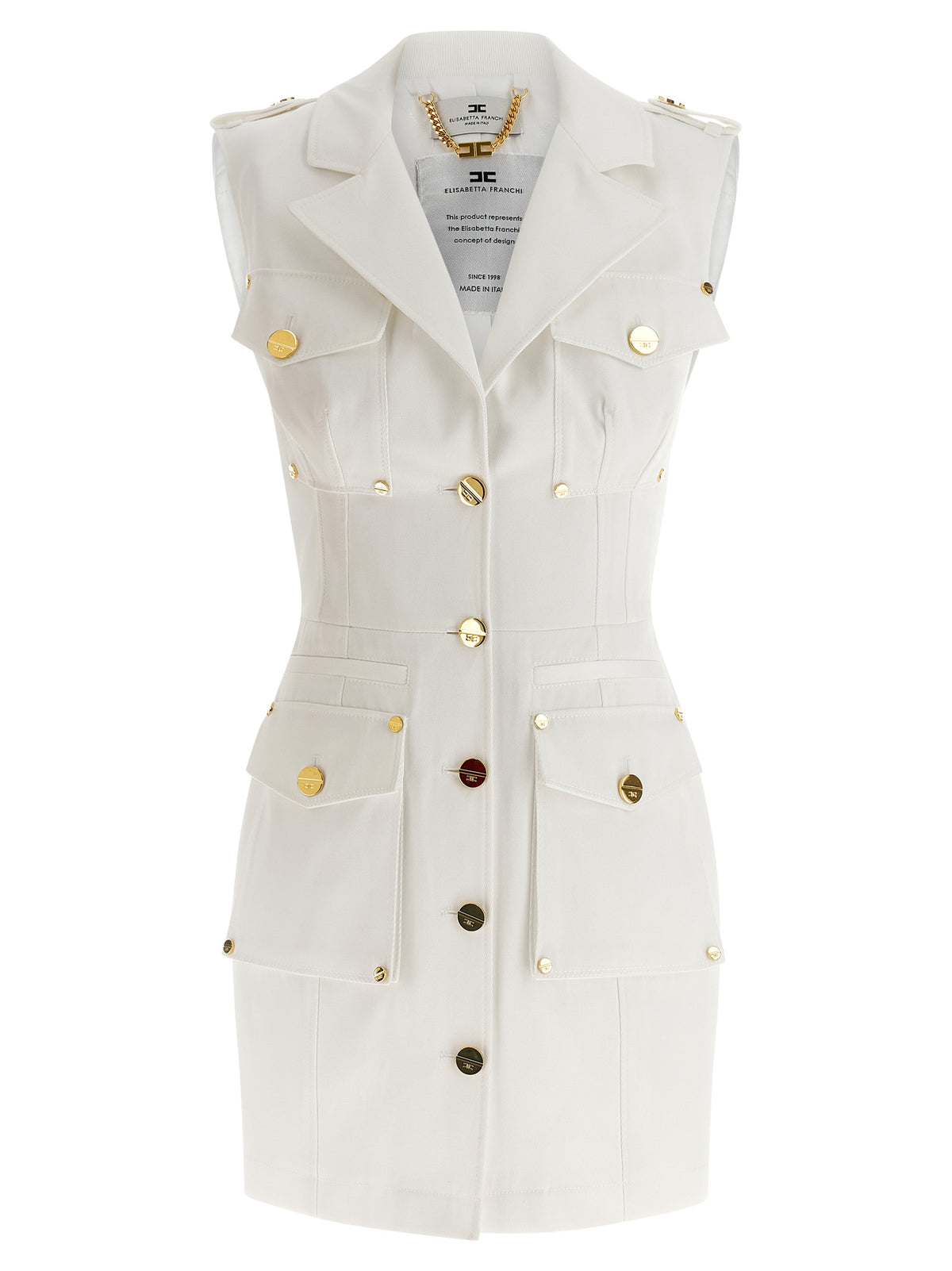 Elisabetta Franchi White Cotton Short Dress