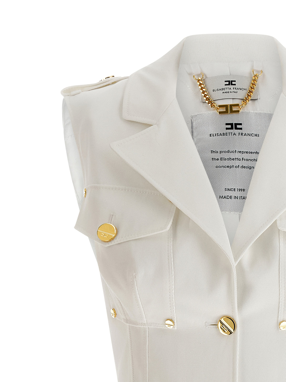 Elisabetta Franchi White Cotton Short Dress