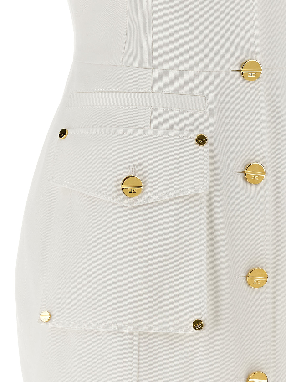 Elisabetta Franchi White Cotton Short Dress