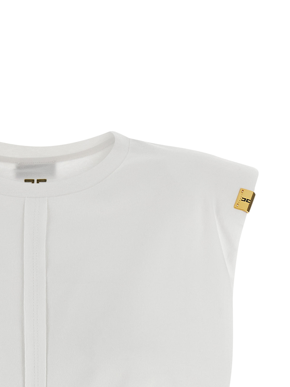 Elisabetta Franchi White Cotton Sleeveles T-Shirt