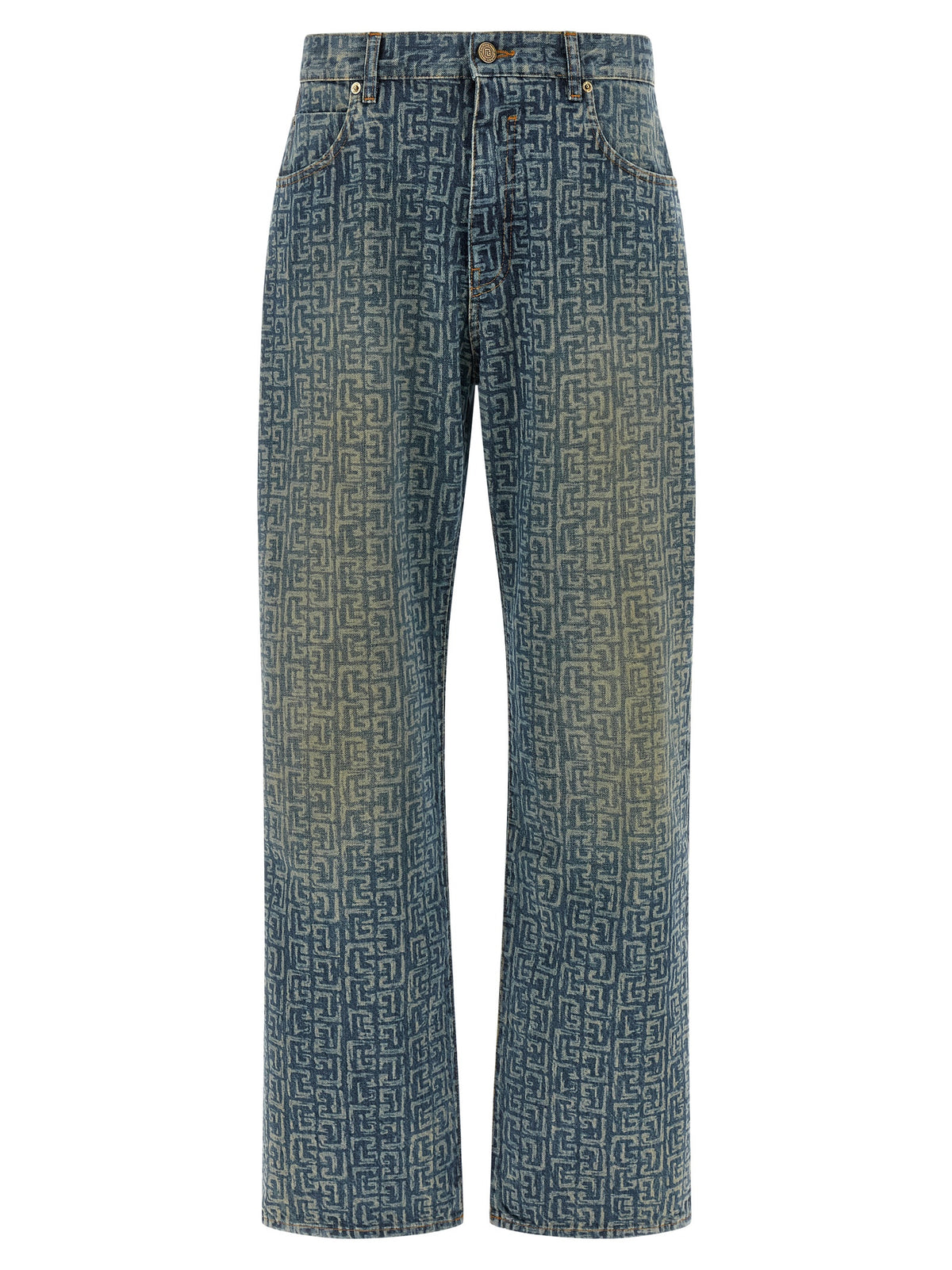 Balmain Blue Cotton Straight-Leg Jeans