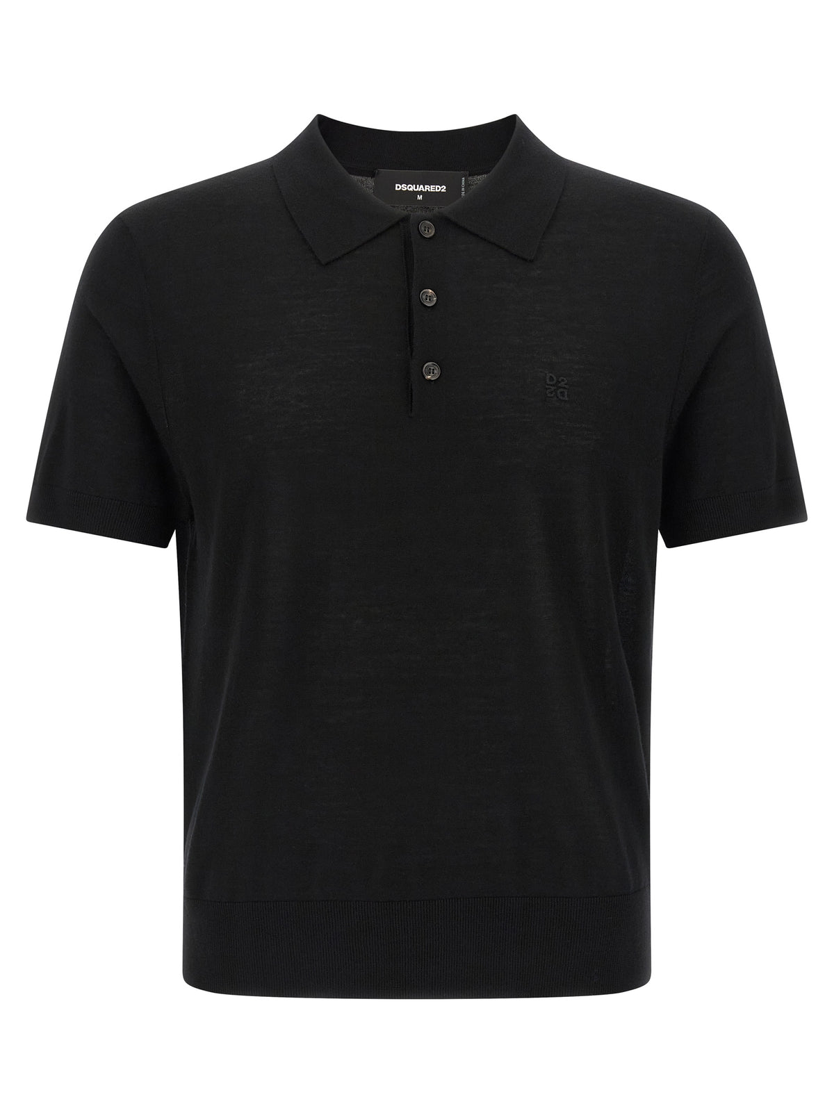 Dsquared² Black Wool Polo Shirt