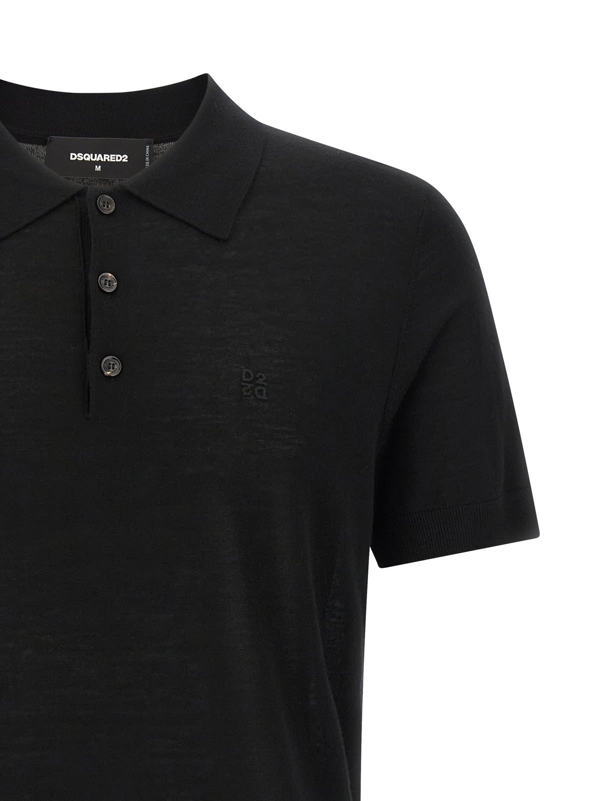 Dsquared² Black Wool Polo Shirt