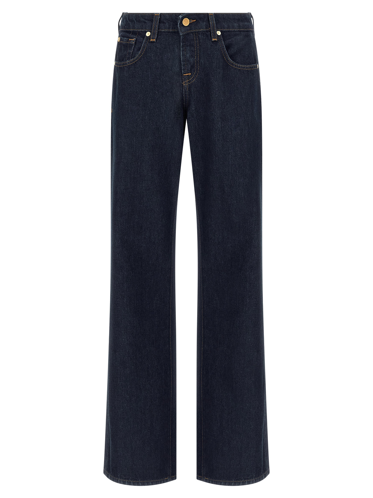 7 For All Mankind Blue Cotton Straight-Leg Jeans