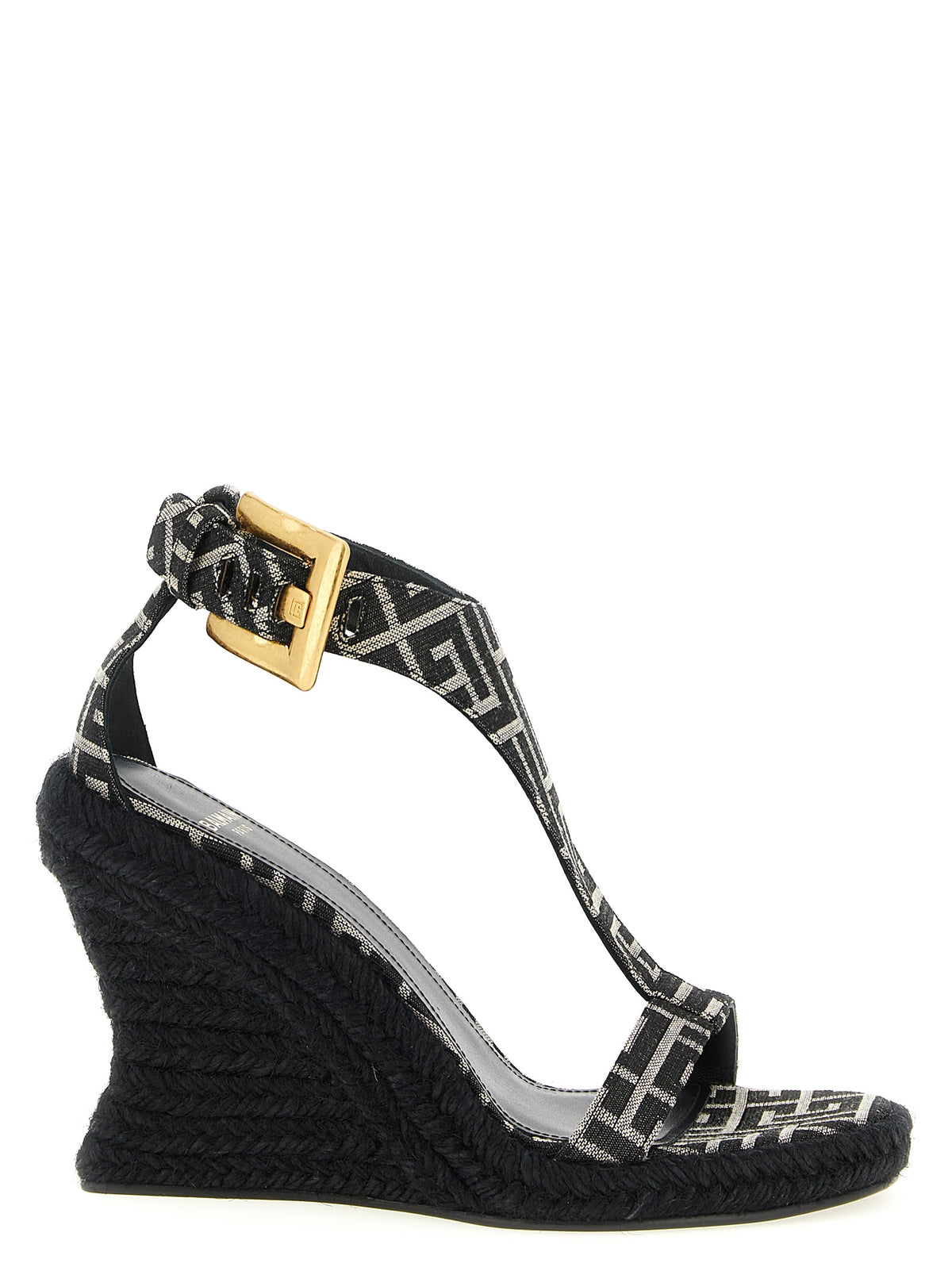 Balmain Black Polyester Wedge Sandals