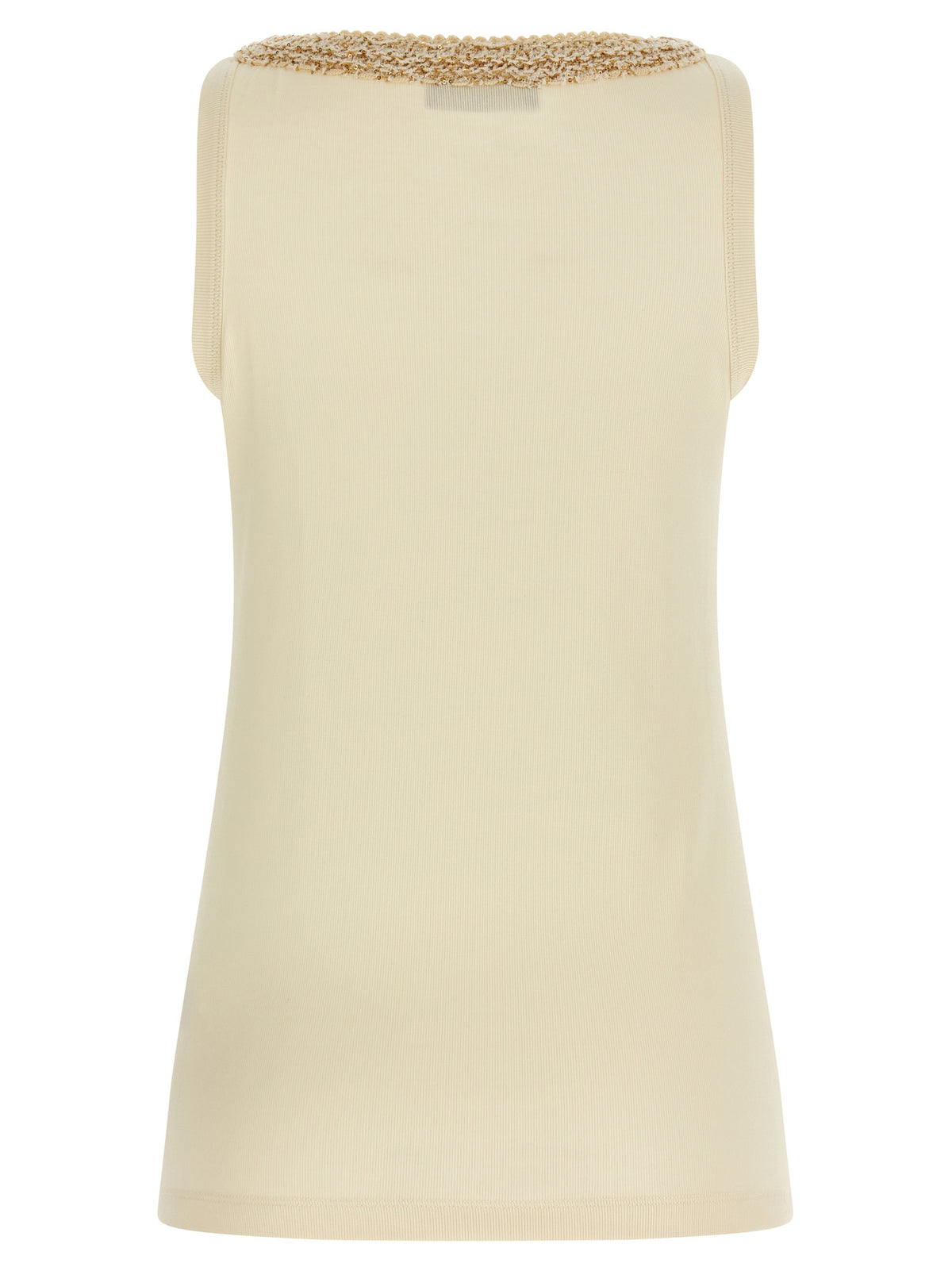 Fabiana Filippi Beige Cotton Sleeveles T-Shirt