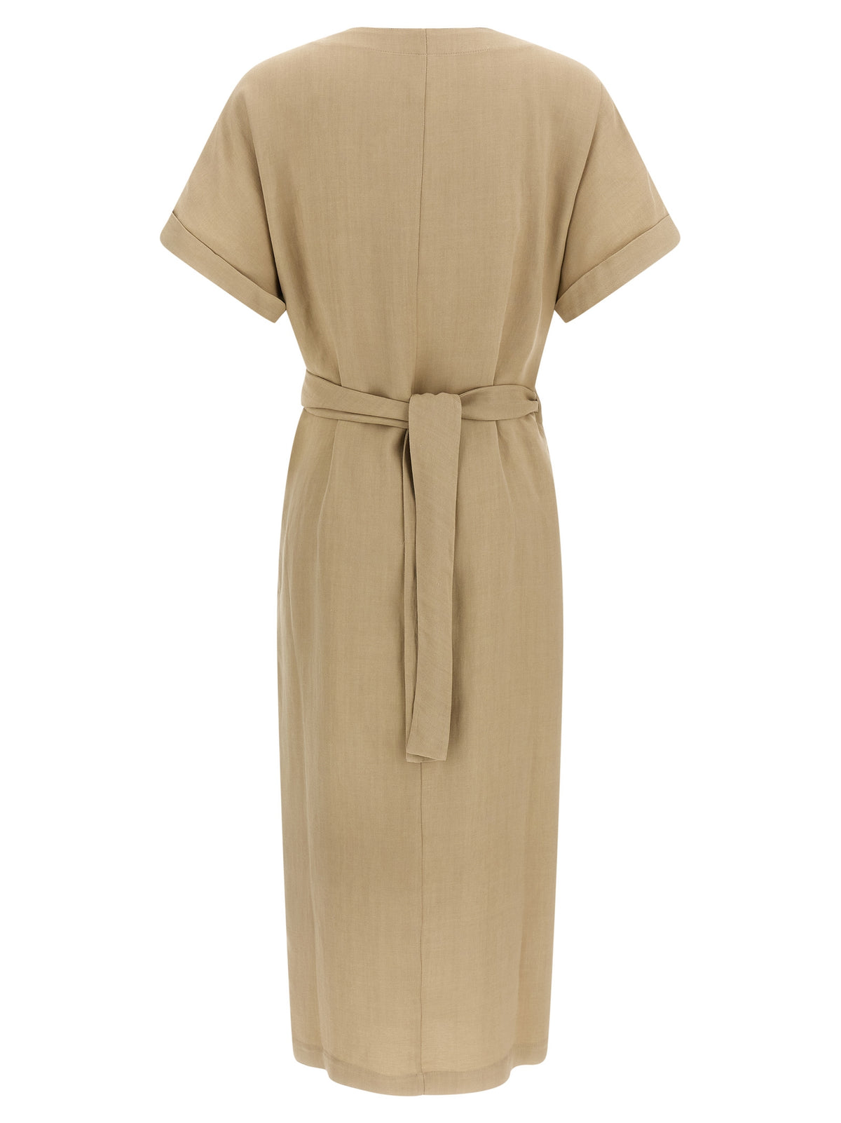 Brunello Cucinelli Beige Viscose Midi Dress