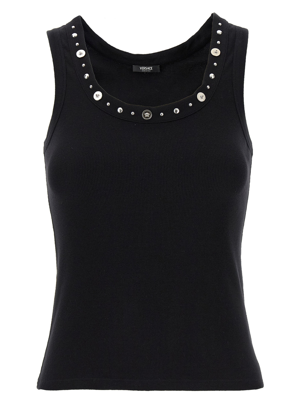 Versace Black Cotton Sleeveles T-Shirt