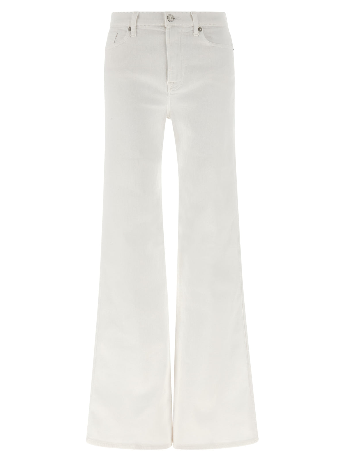 7 For All Mankind White Cotton Flared Jeans