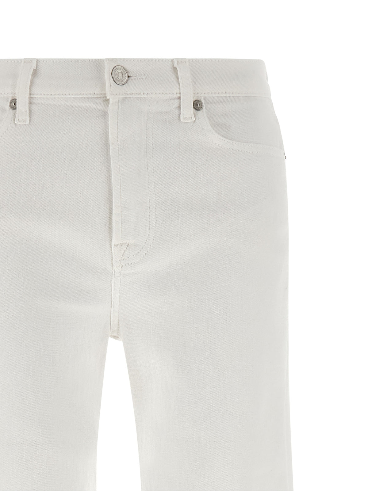 7 For All Mankind White Cotton Flared Jeans