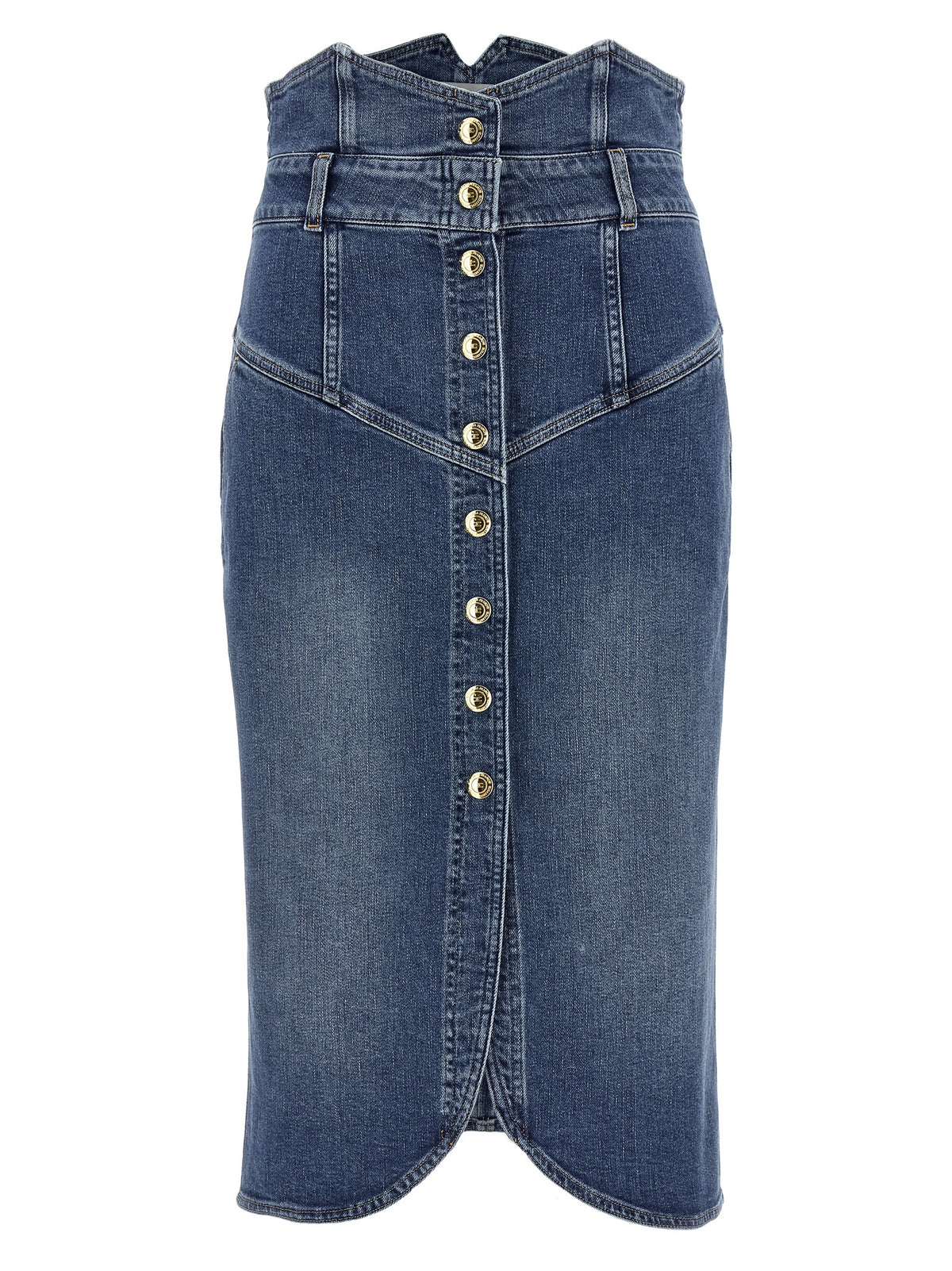 Elisabetta Franchi Blue Cotton Midi Skirt