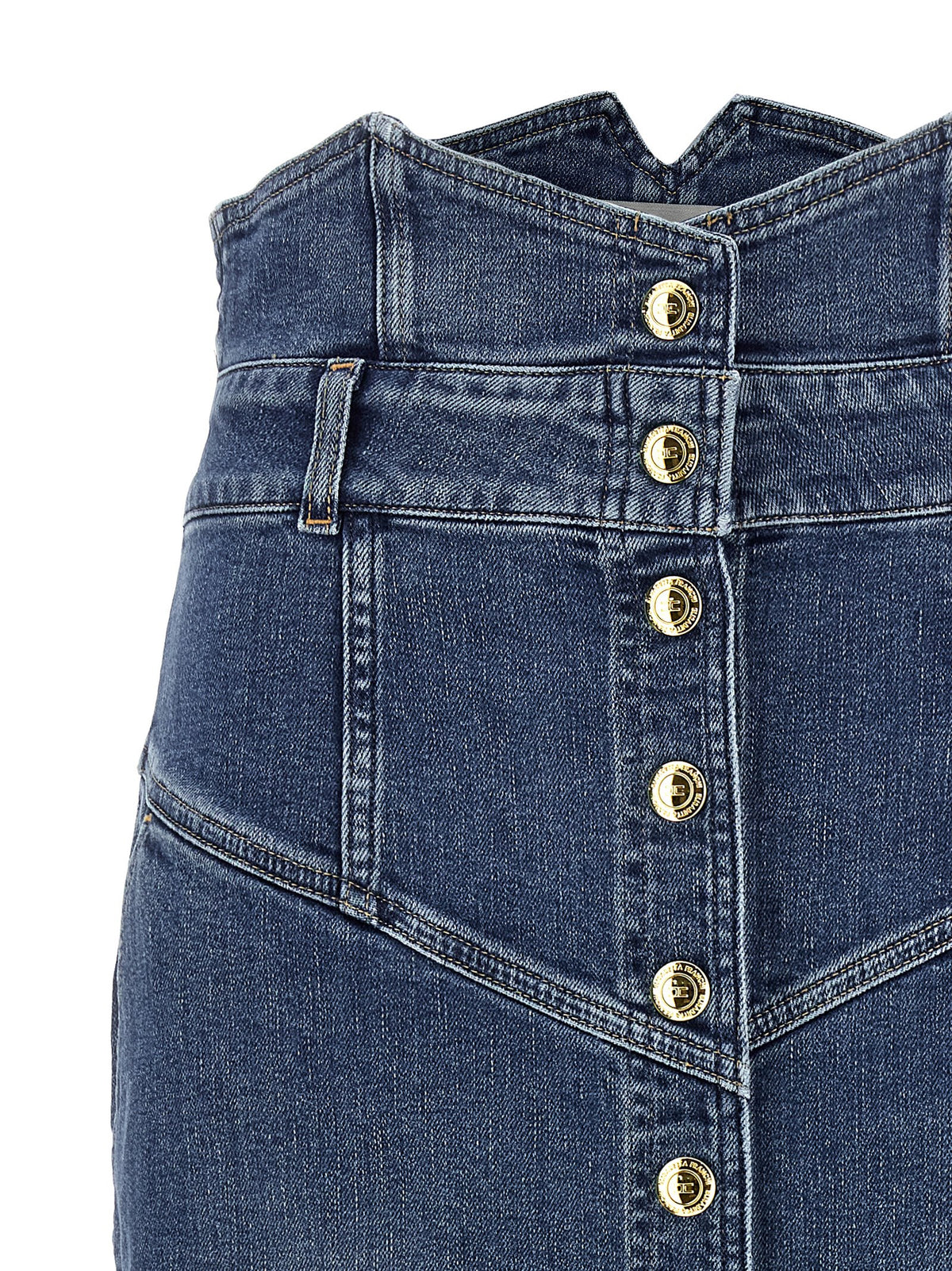 Elisabetta Franchi Blue Cotton Midi Skirt