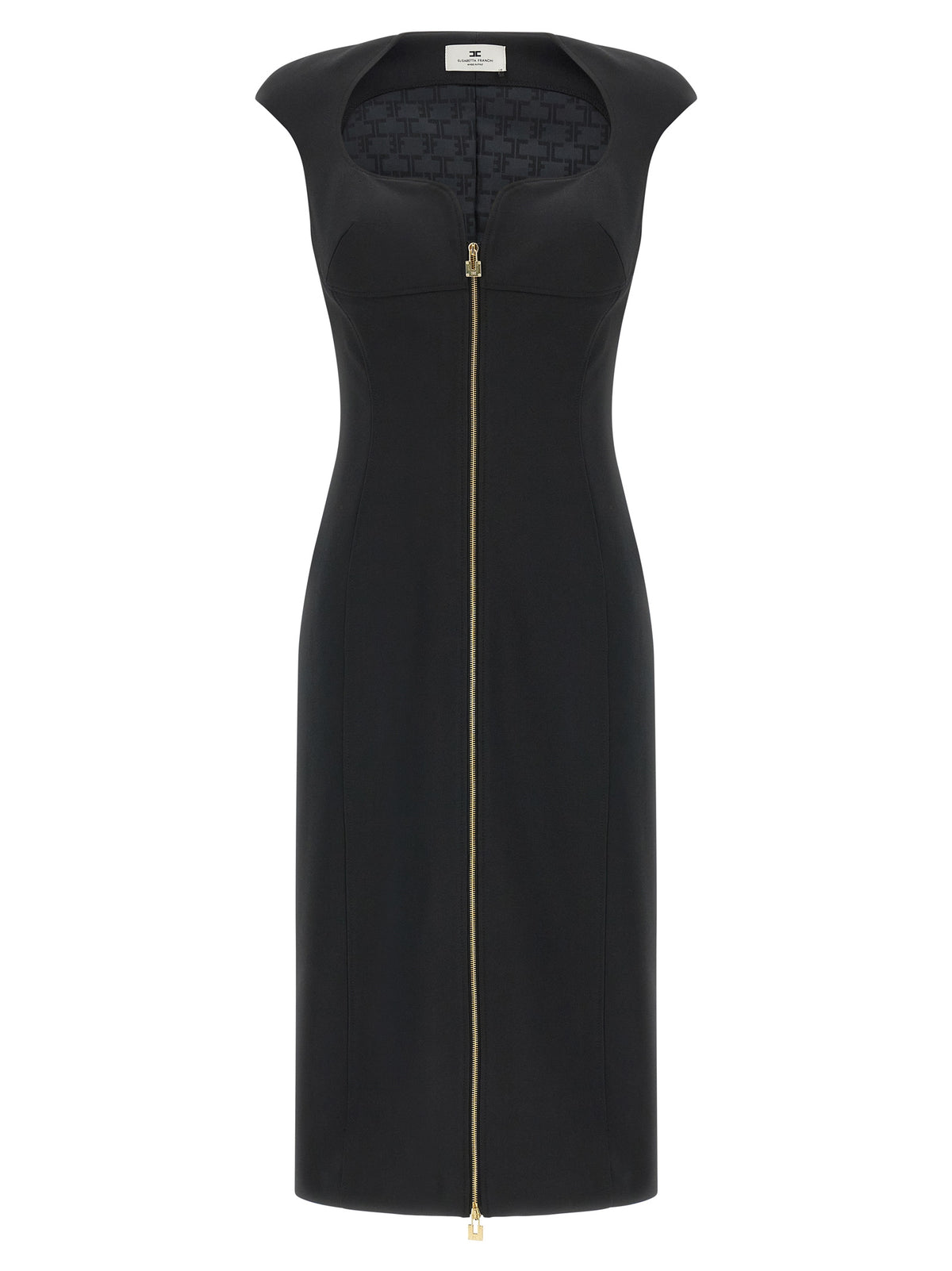 Elisabetta Franchi Black Polyester Midi Dress