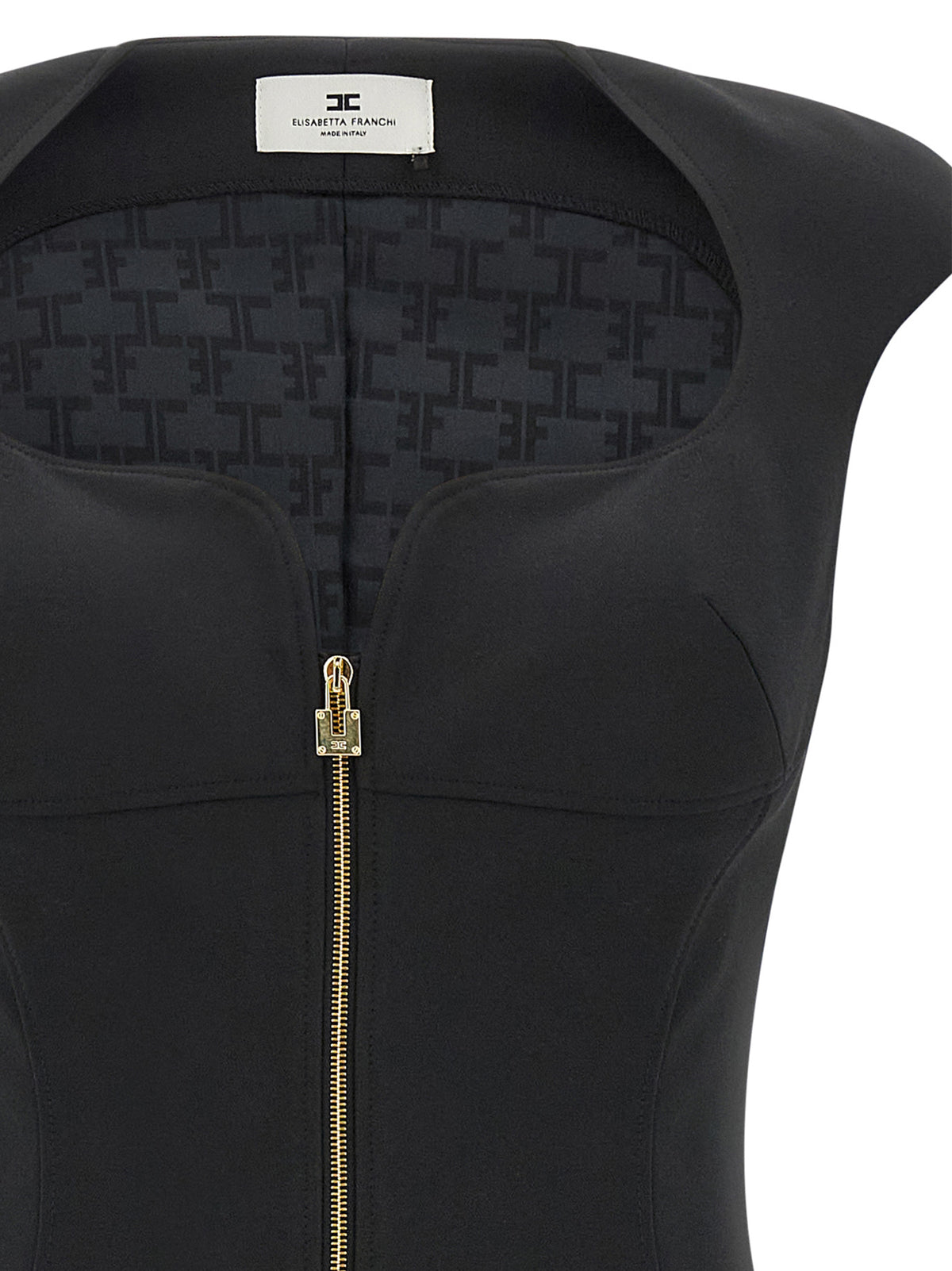Elisabetta Franchi Black Polyester Midi Dress