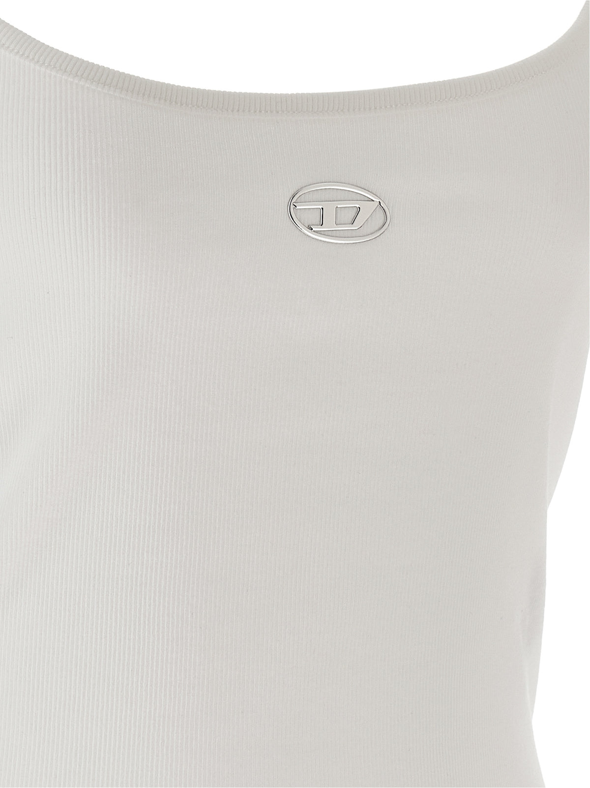 Diesel White Cotton Tank Tops