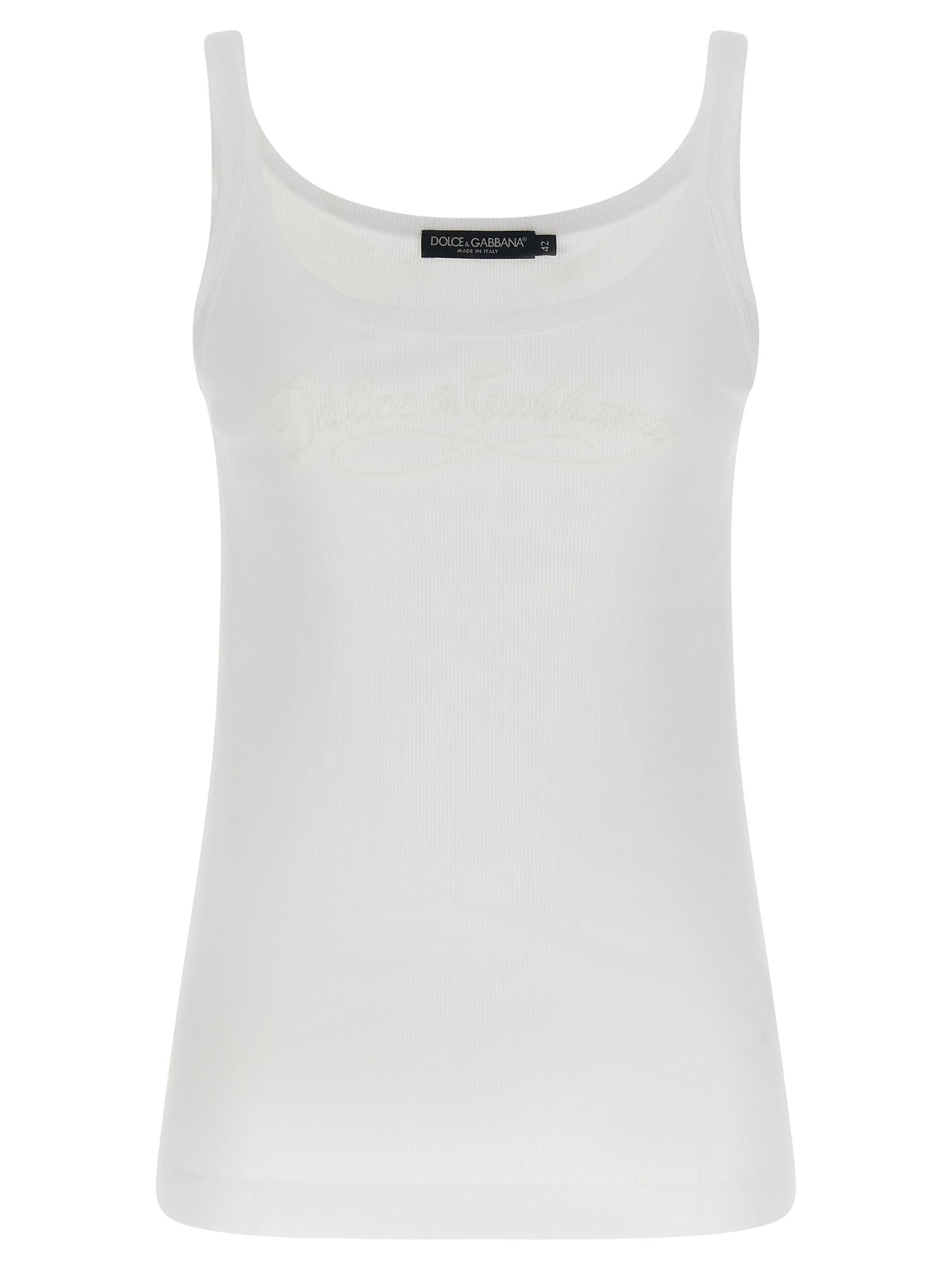 Dolce & Gabbana White Cotton Sleeveles T-Shirt