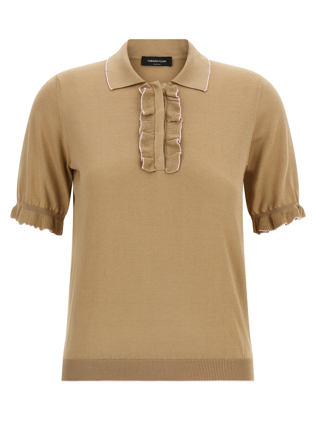 Fabiana Filippi Beige Silk Polo Shirt