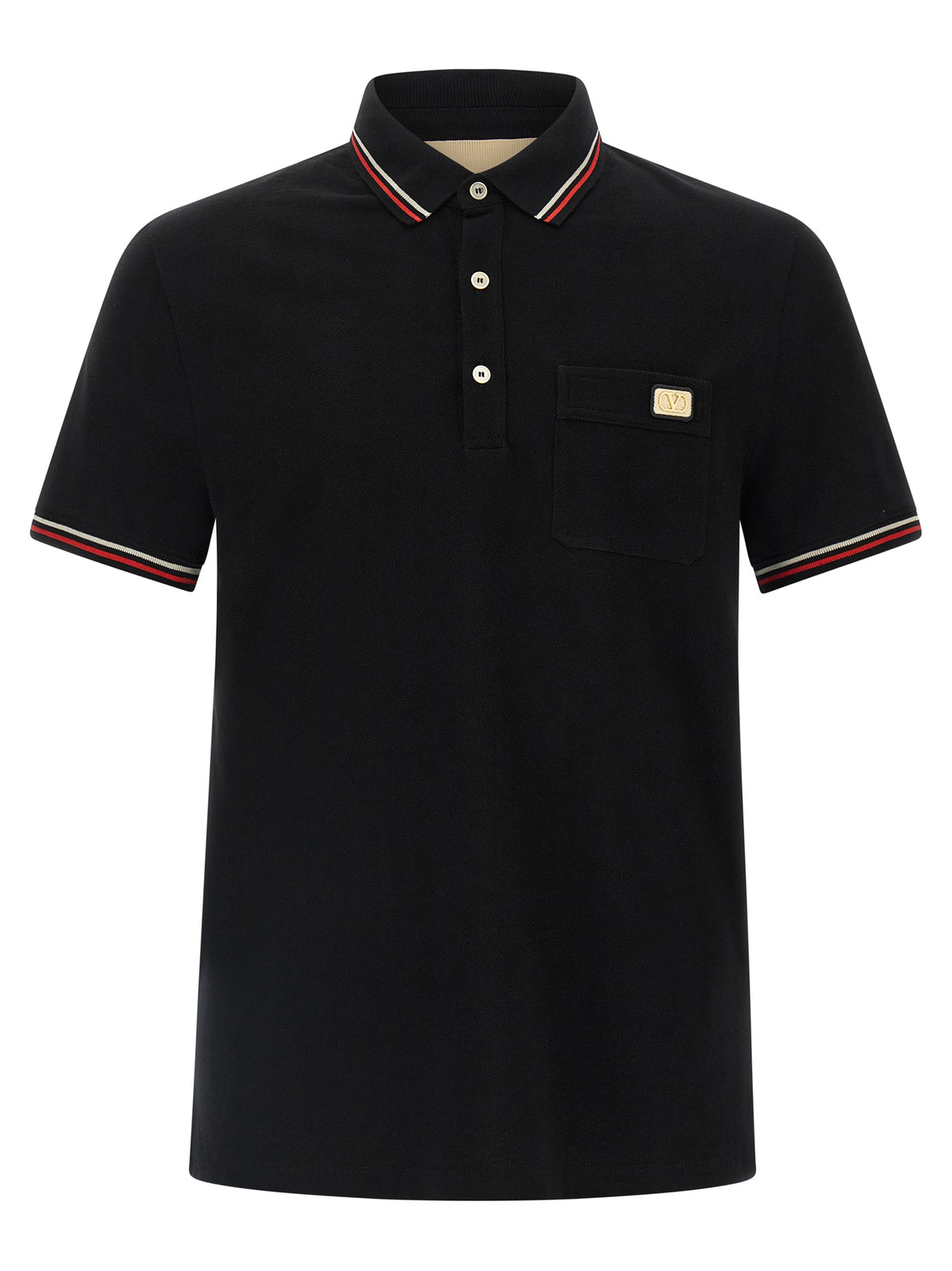 Valentino Garavani Black Cotton Polo Shirt