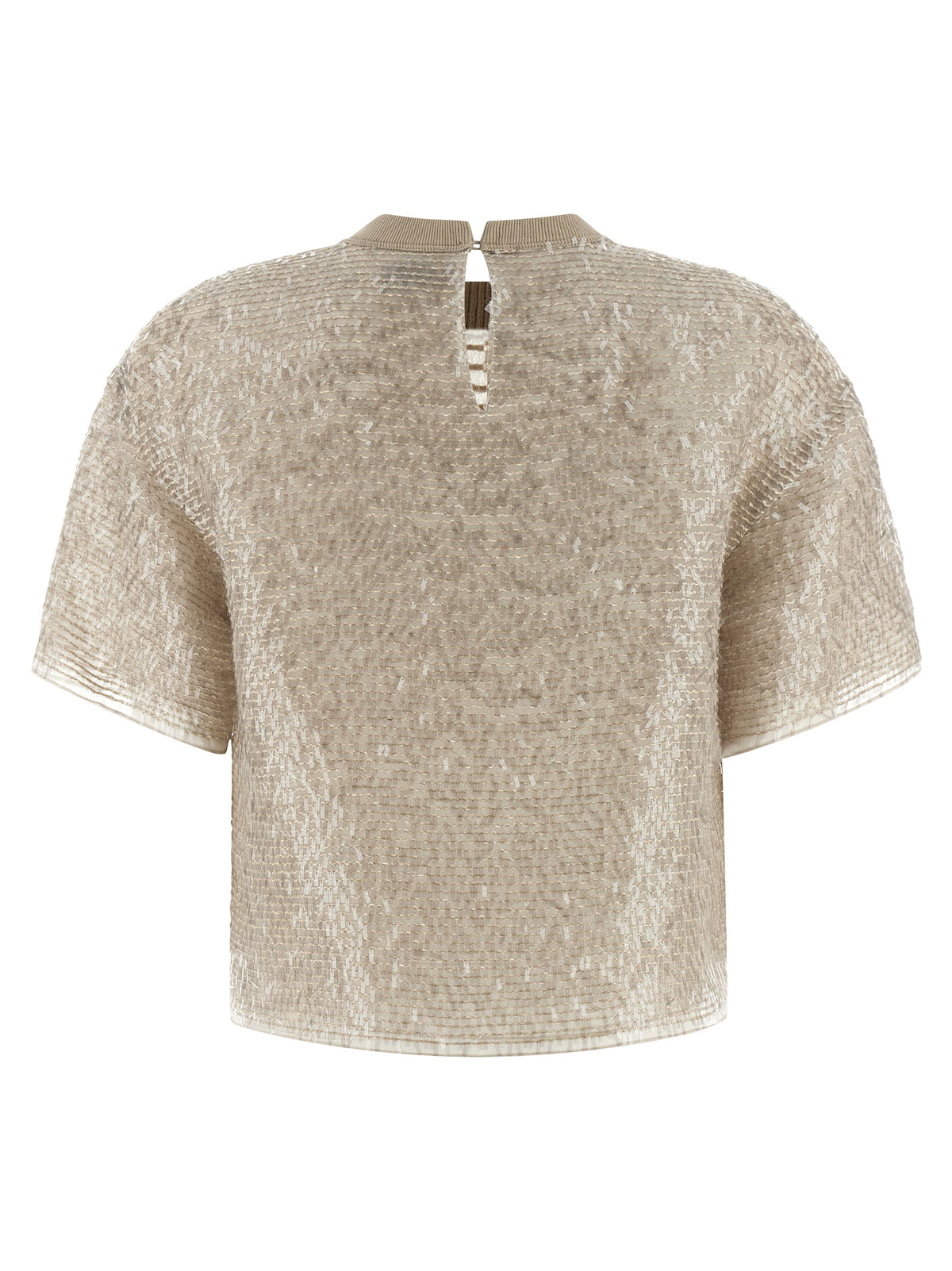 Brunello Cucinelli Beige Silk T-Shirt