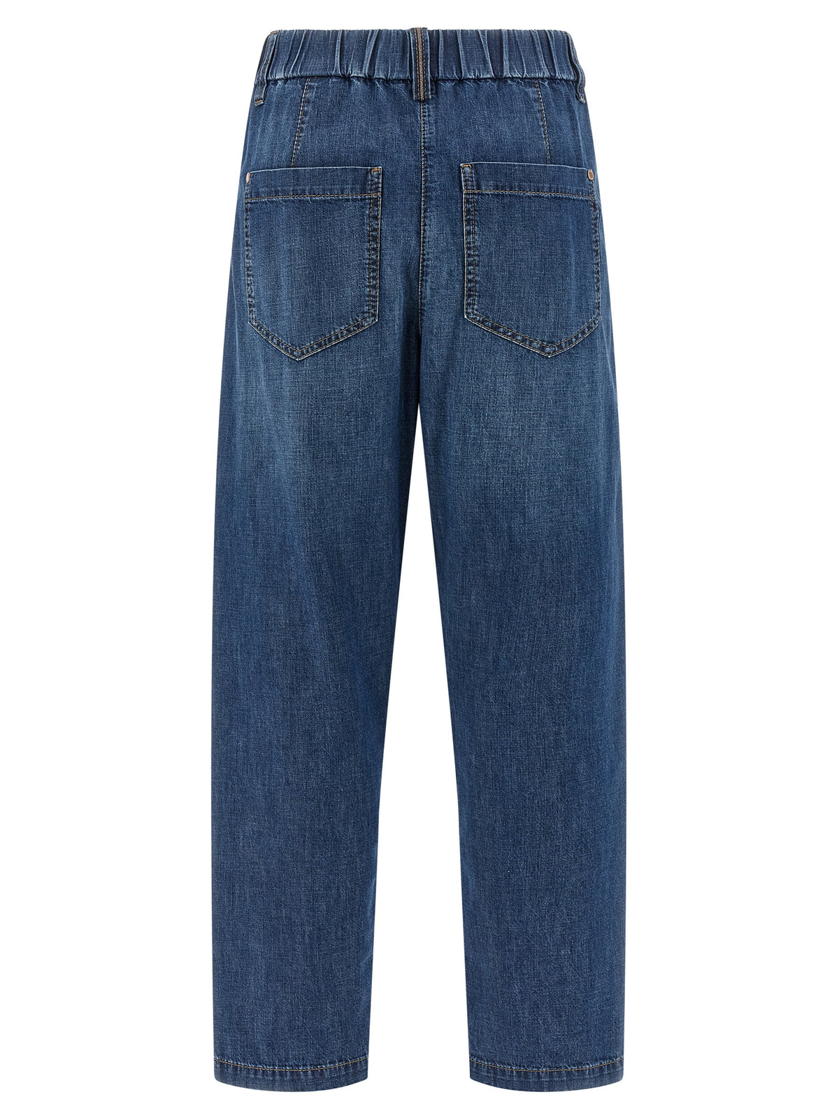 Brunello Cucinelli Blue Cotton Relaxed Fit Jeans