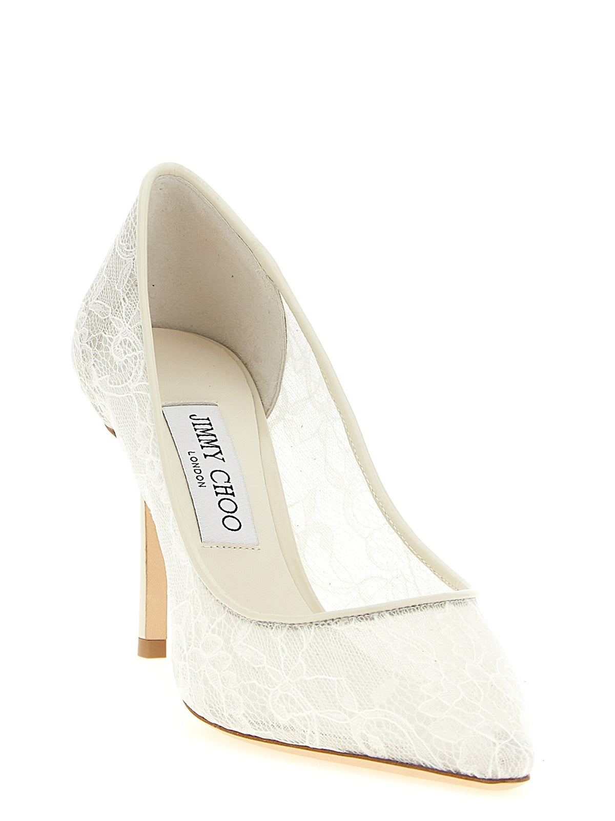 Jimmy Choo White Tencel High Heel Pumps