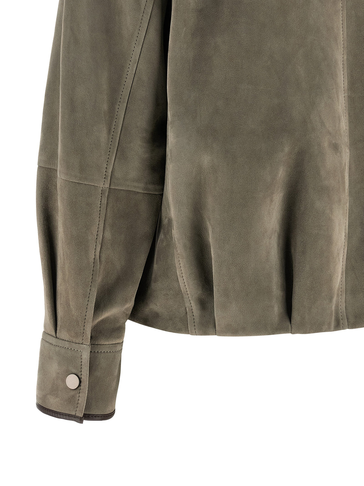 Brunello Cucinelli Gray Calfskin Leather Jacket