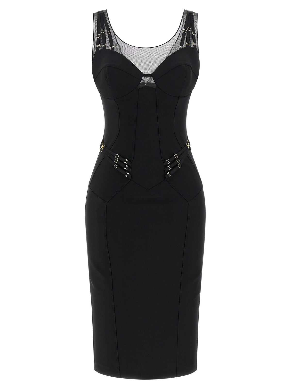 Elisabetta Franchi Black Polyamide Midi Dress