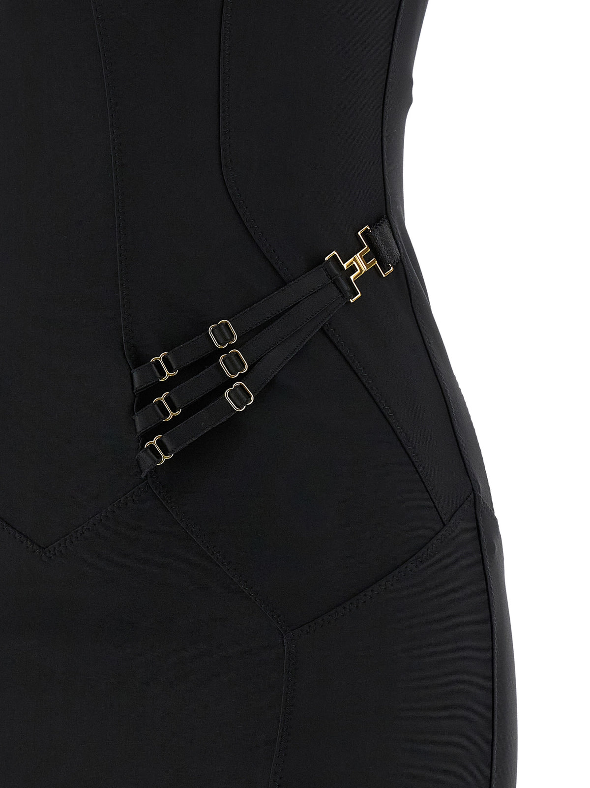 Elisabetta Franchi Black Polyamide Midi Dress