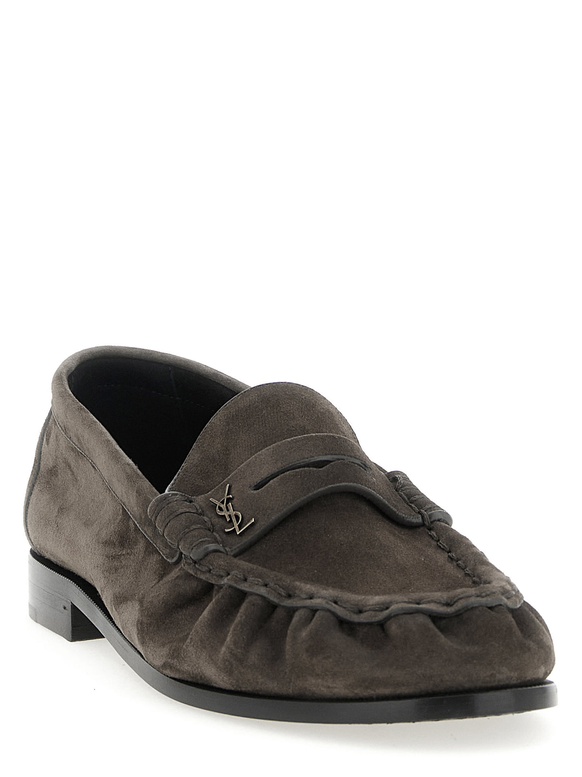 Saint Laurent Brown Calfskin Slip-On Loafers