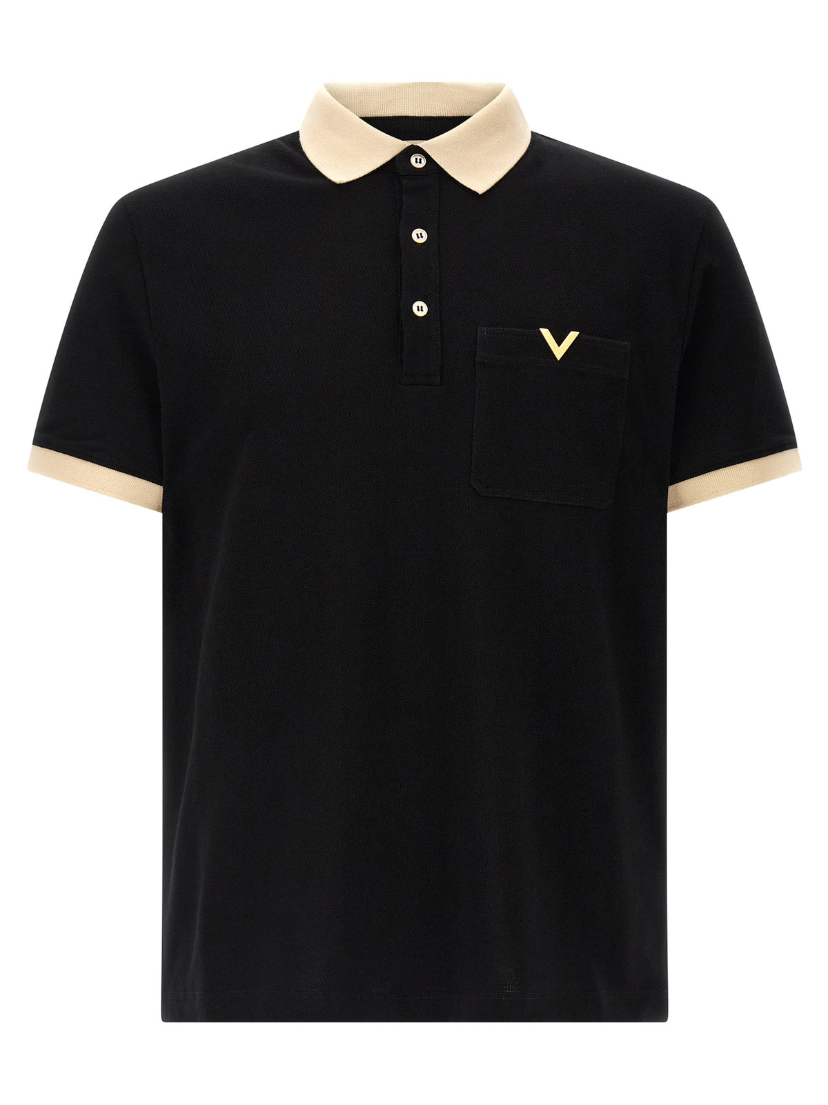 Valentino Garavani Black Cotton Polo Shirt
