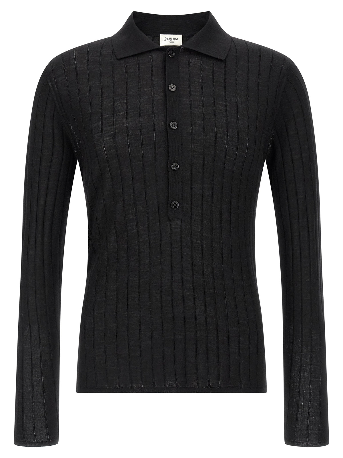 Saint Laurent Black Wool Polo Shirt