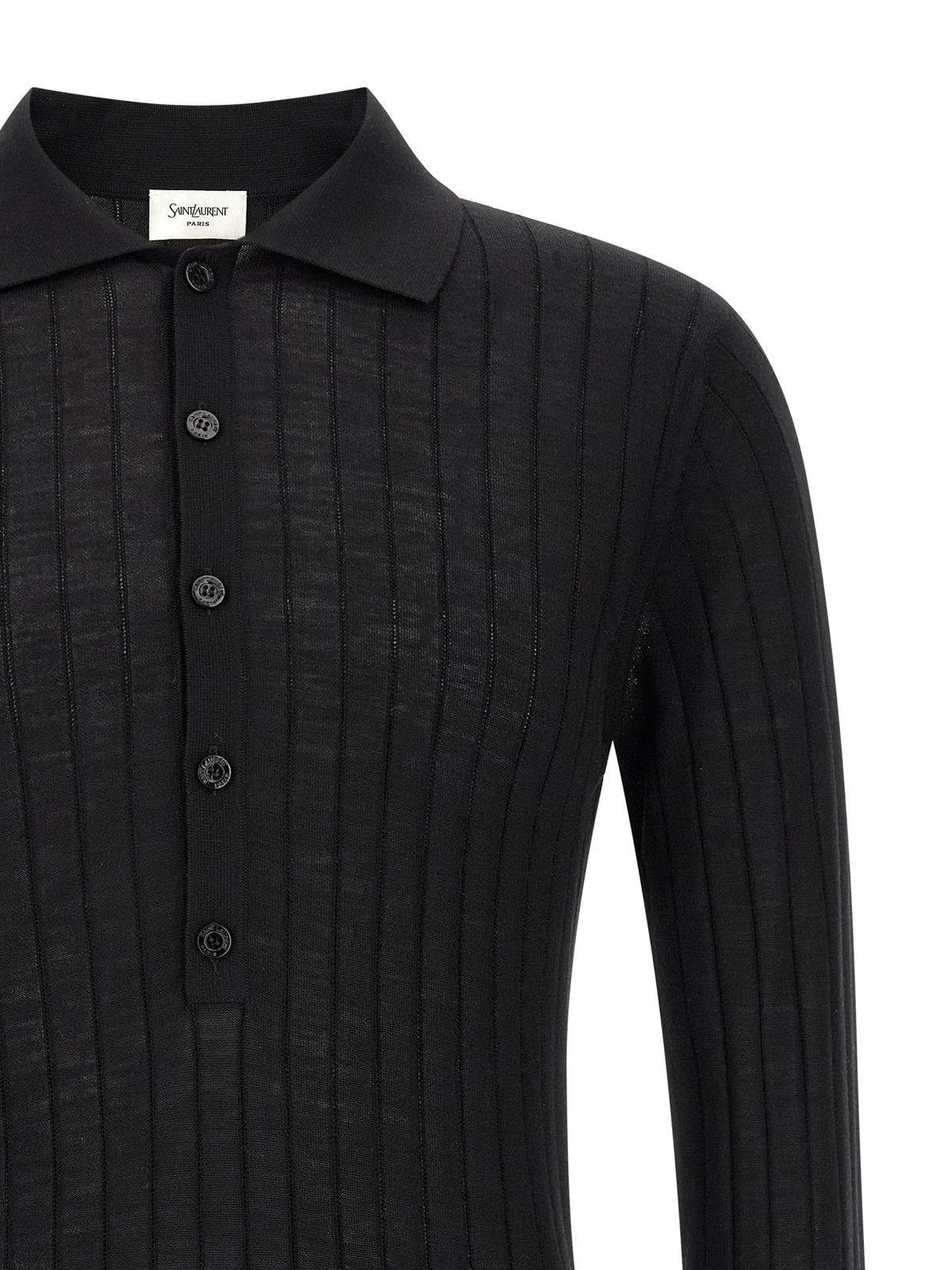 Saint Laurent Black Wool Polo Shirt