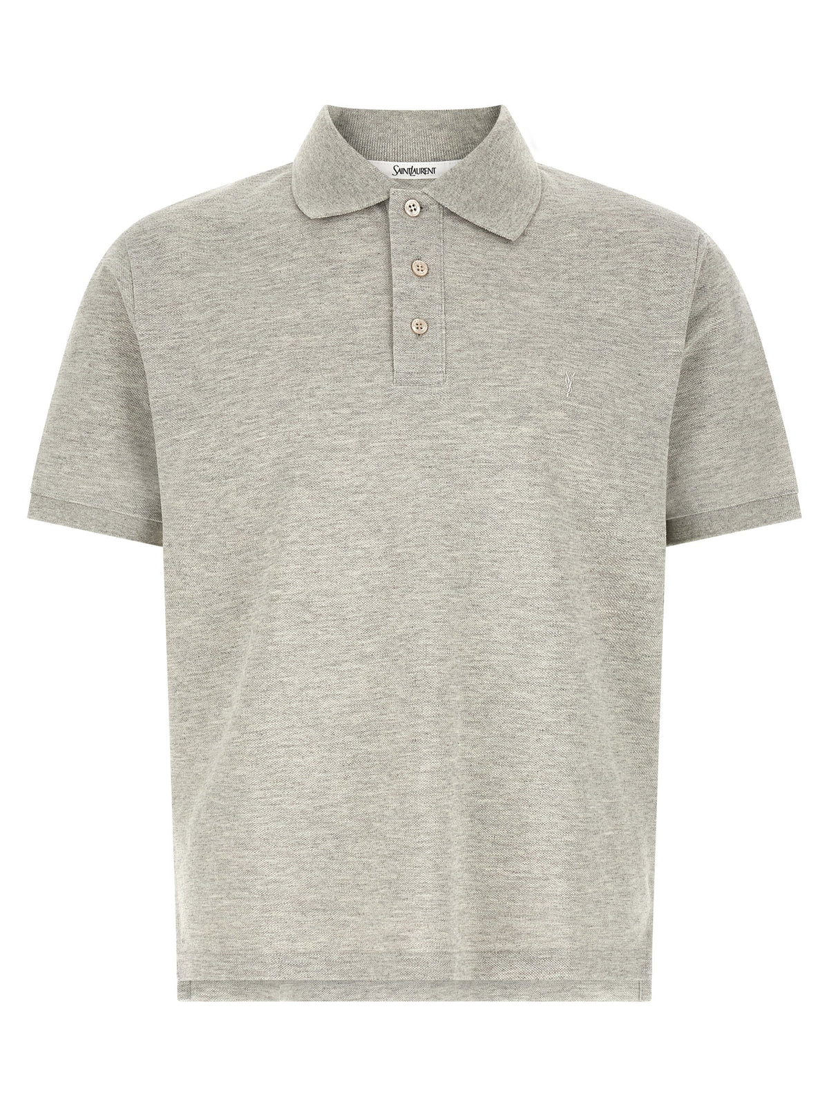 Saint Laurent Gray Cotton Polo Shirt