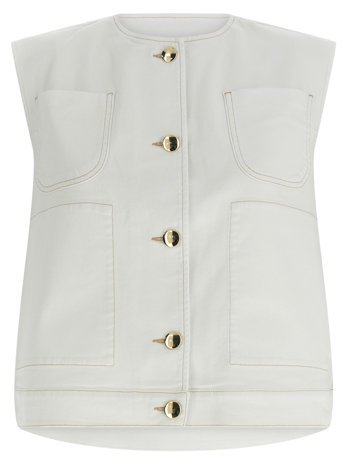 Fabiana Filippi White Cotton Sleeveless Jacket