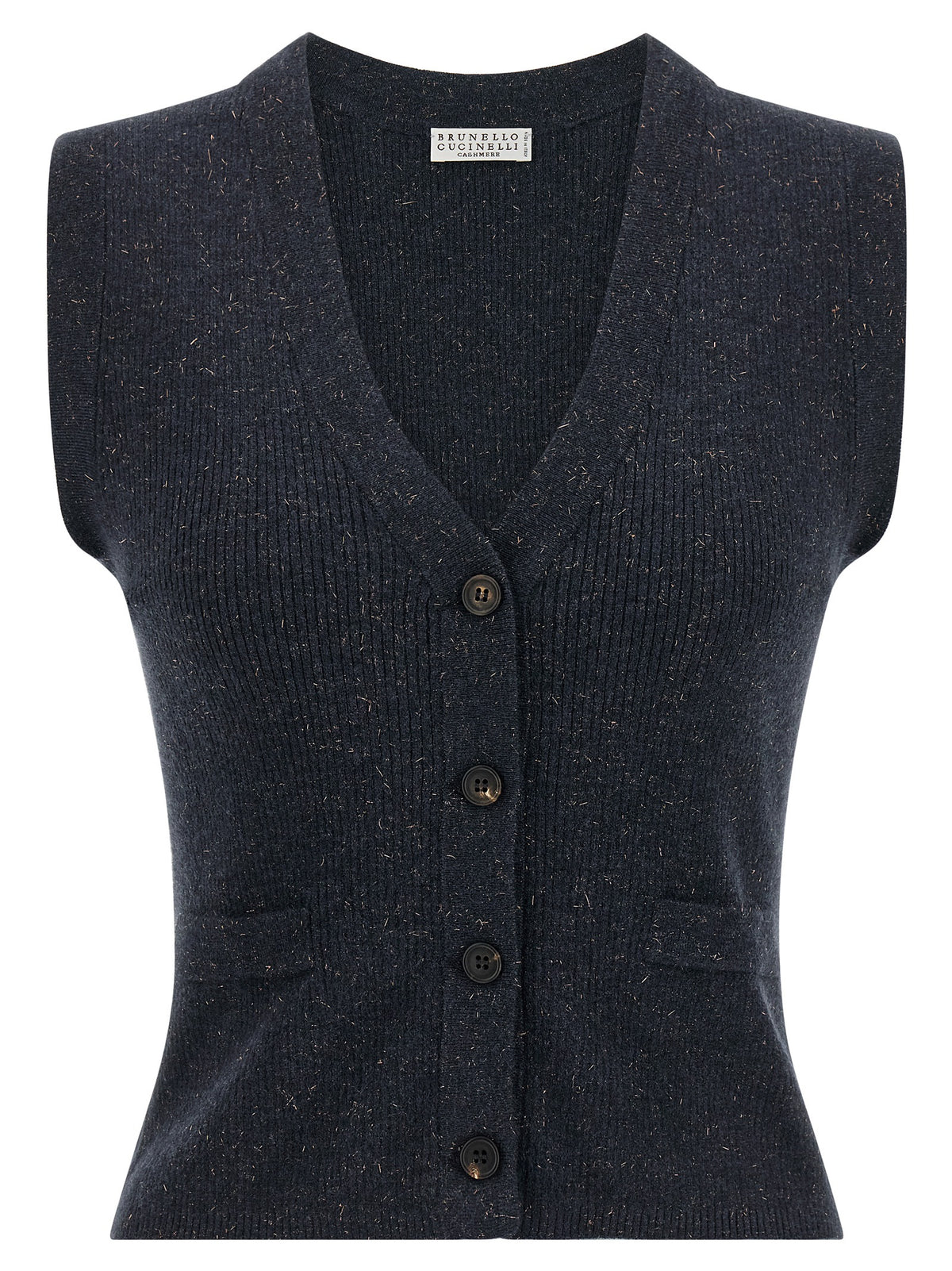 Brunello Cucinelli Blue Cashmere Sleeveless Jacket