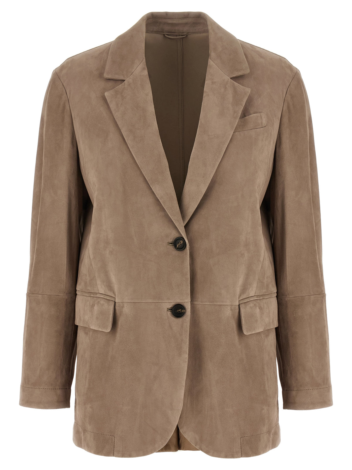 Brunello Cucinelli Beige Lamb Leather Blazer