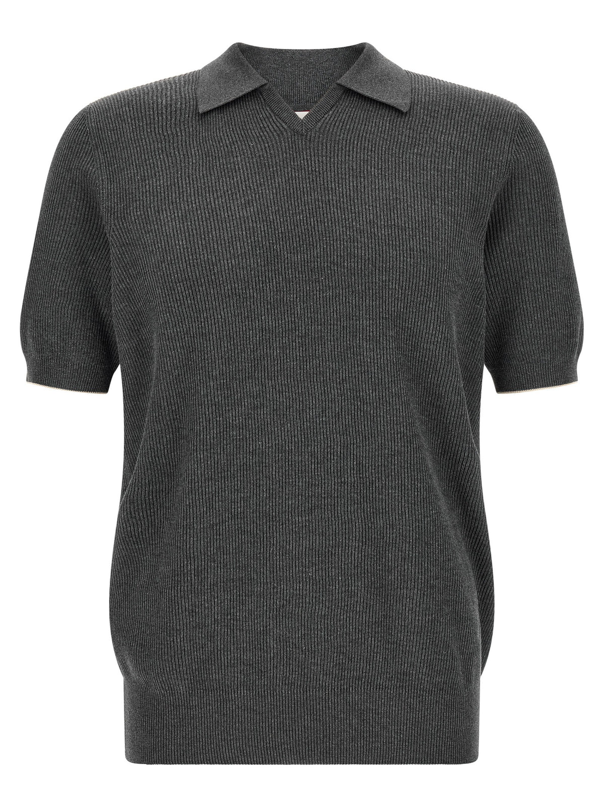 Brunello Cucinelli Gray Cotton Polo Shirt