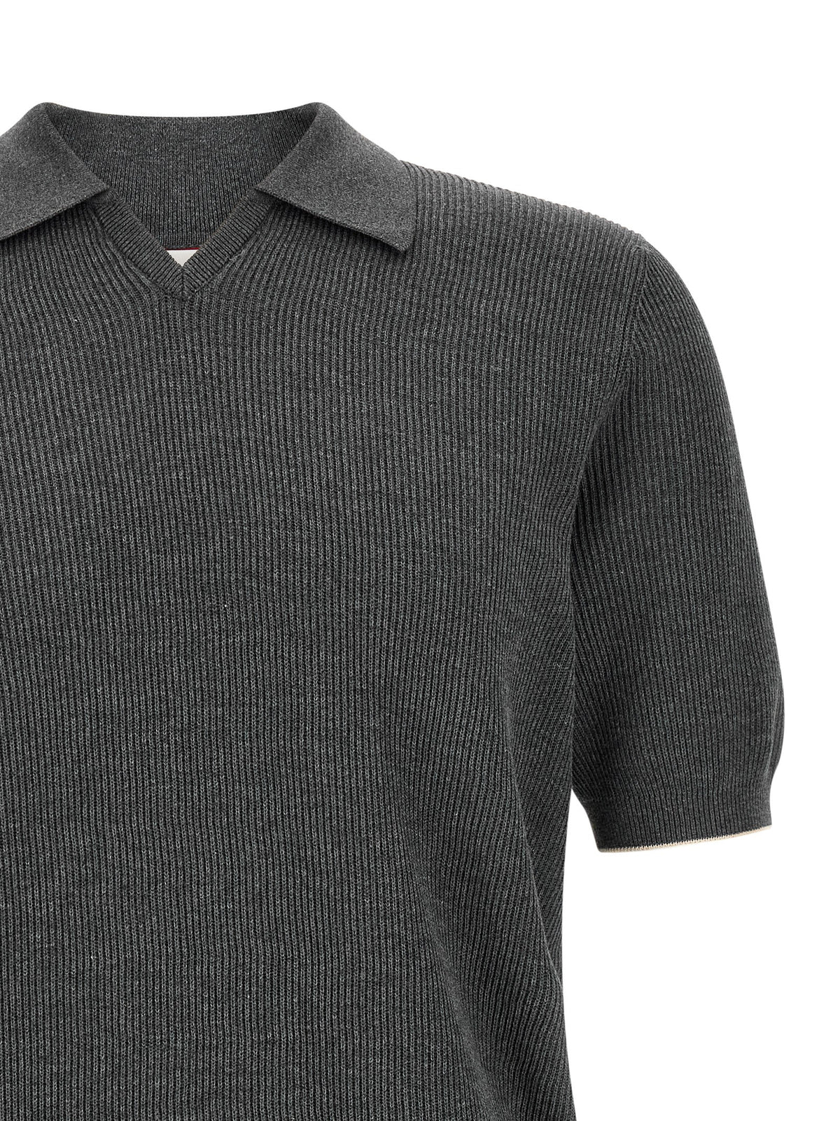 Brunello Cucinelli Gray Cotton Polo Shirt