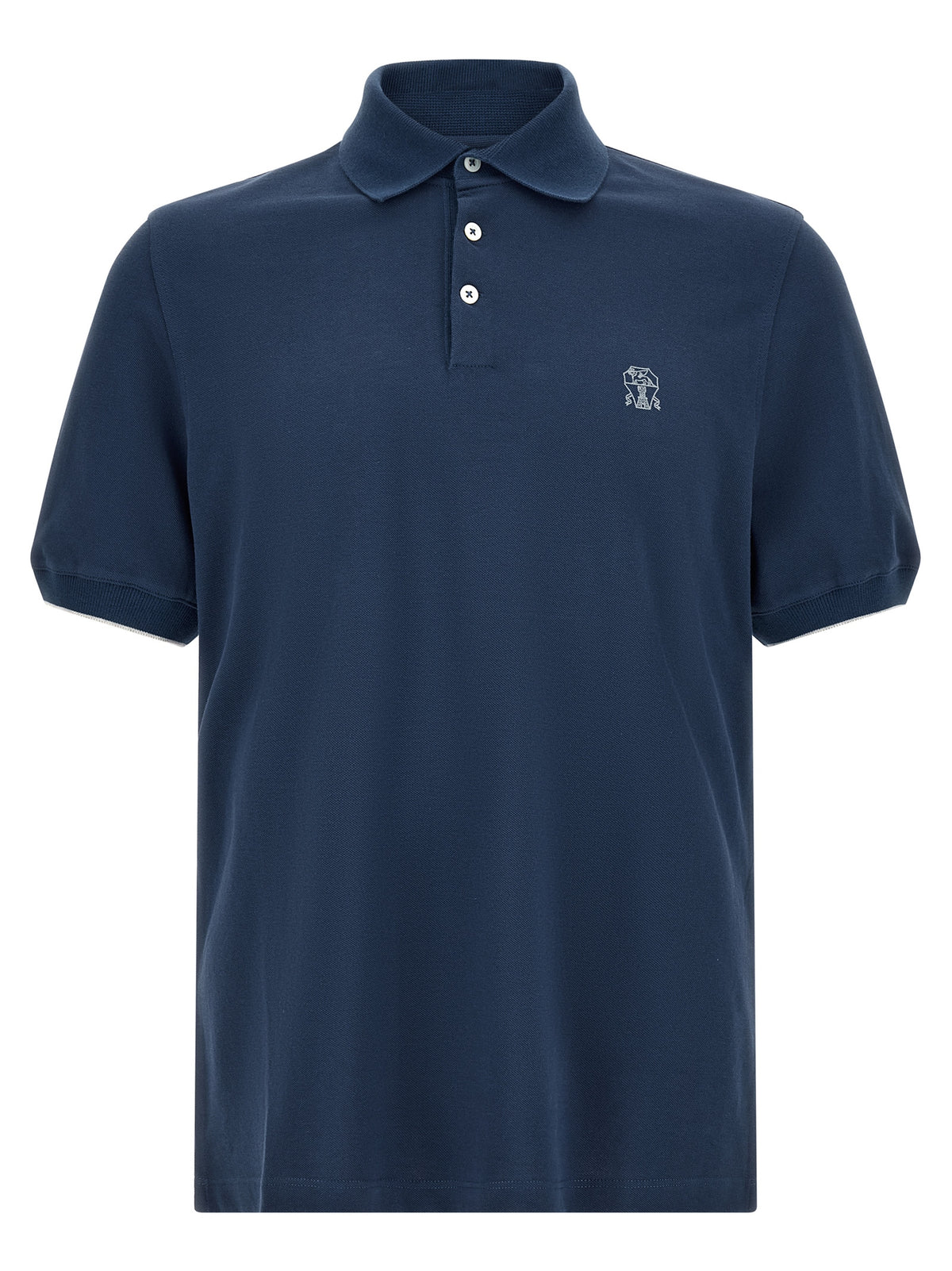 Brunello Cucinelli Blue Cotton Polo Shirt