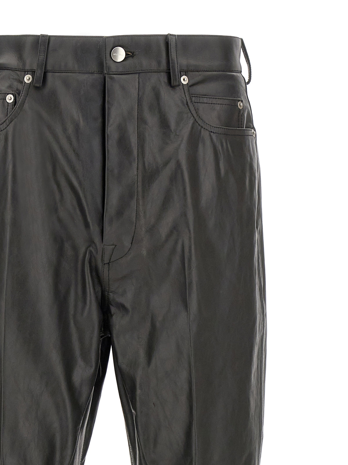 Rick Owens Black Calfskin Flared Pants