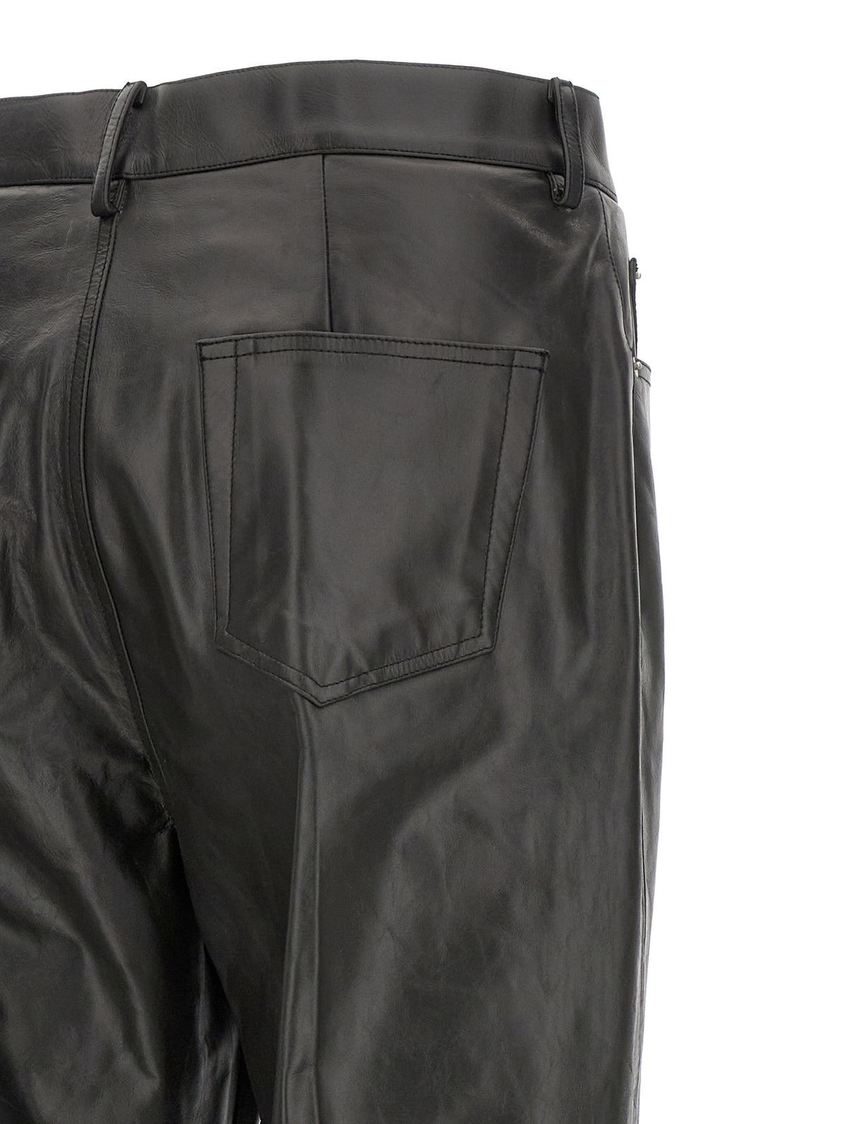 Rick Owens Black Calfskin Flared Pants