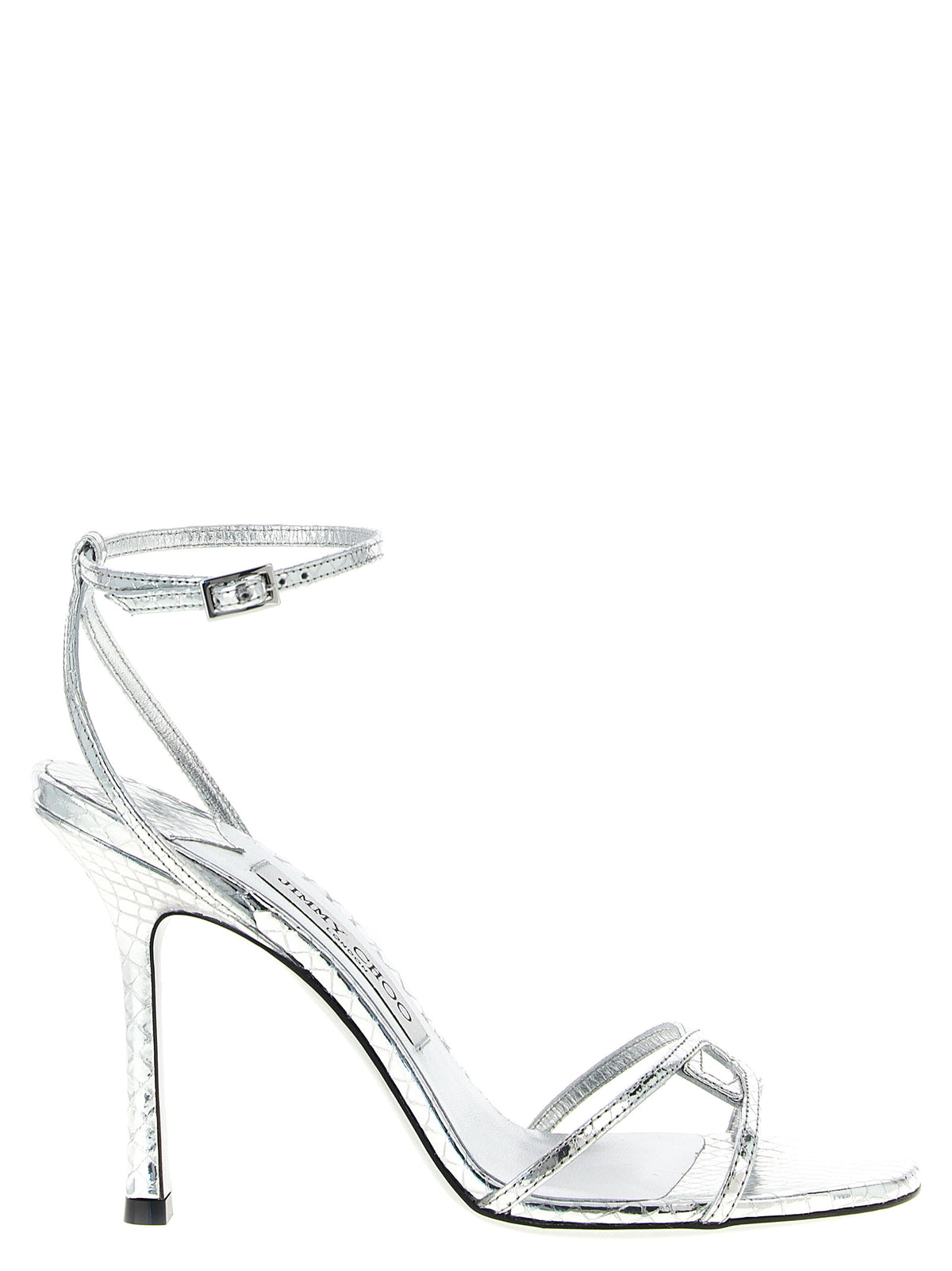 Jimmy Choo Silver Leather Stiletto Heel Sandals