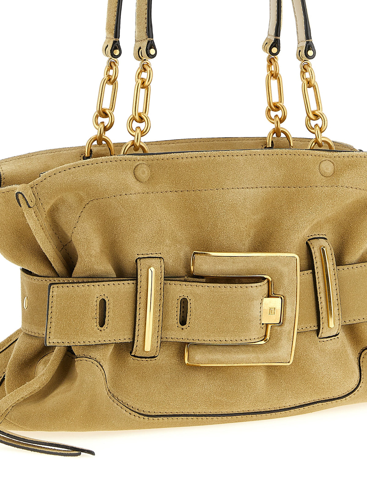 Balmain Beige Calfskin Shoulder Bag