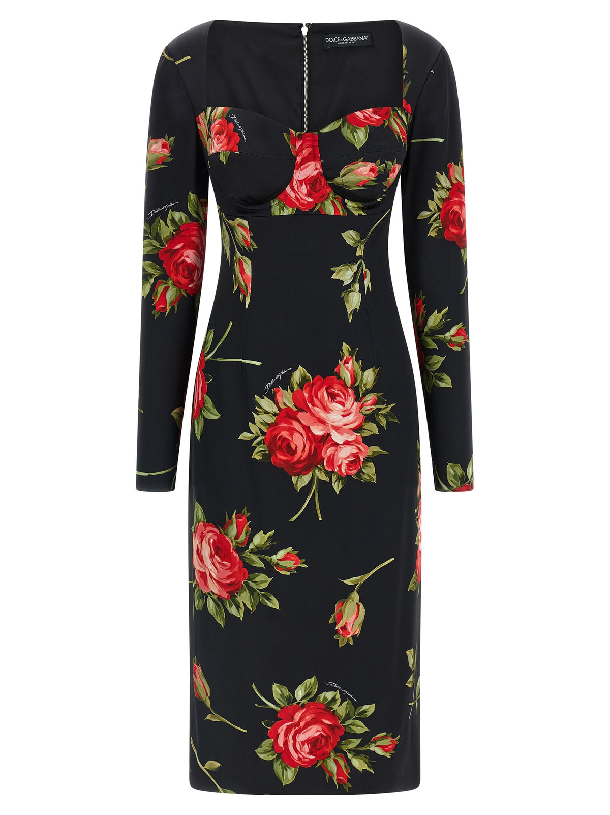 Dolce & Gabbana Black Viscose Midi Dress