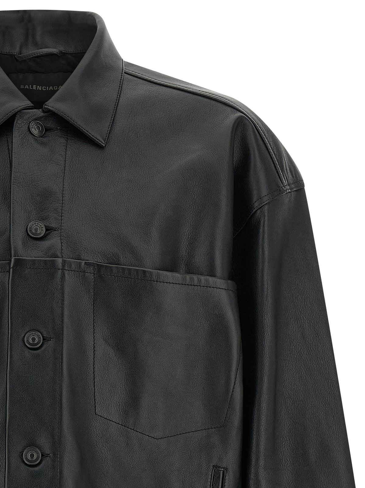 Balenciaga Black Buffalo Leather Leather Jacket